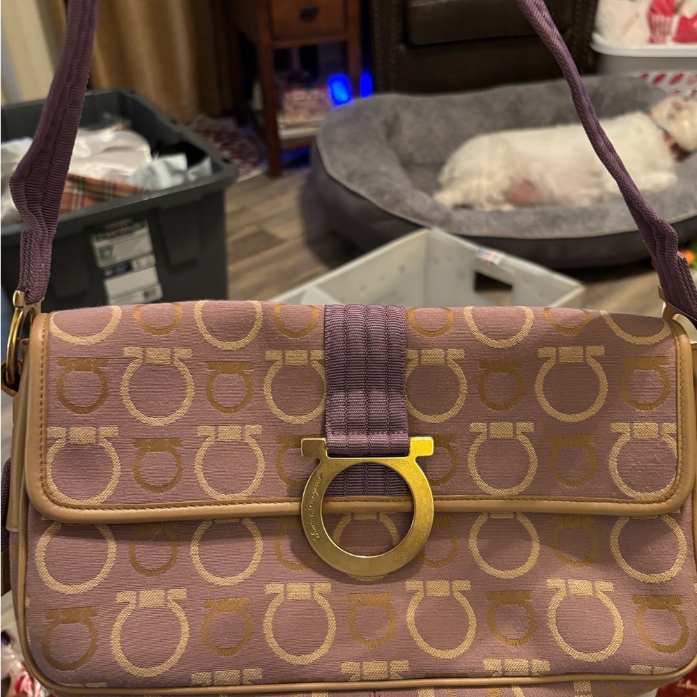 Salvatore Ferragamo Designer Purple and Gold Women's Bag